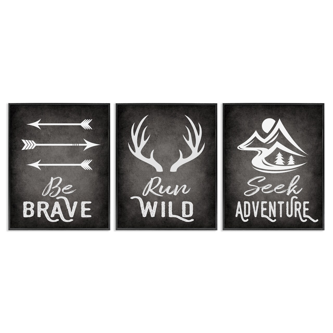Stupell Industries Rustic Adventure Phrases 3pc Framed Giclee Wall Art Set Design by Ashley Calhoun